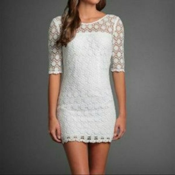 Abercrombie & Fitch White Crochet Scoop Mini Dress US 2 - Picture 1 of 4